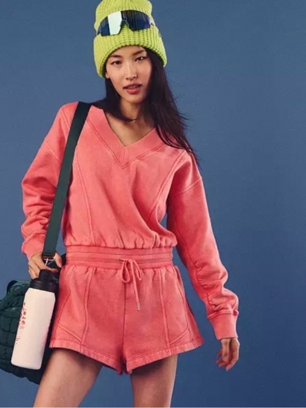 Free People FP Movement Intercept Romper Hibiscus Coral Pink Size S